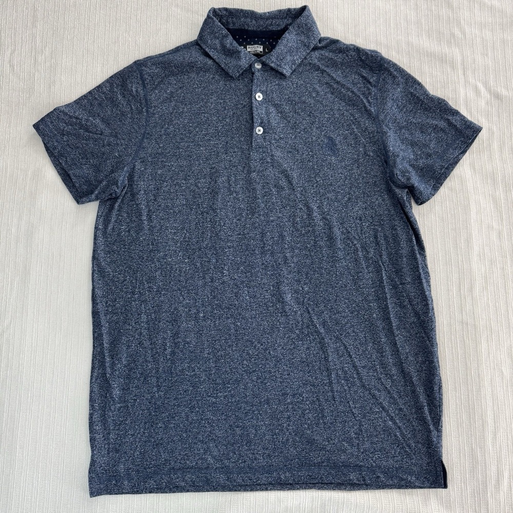 Rugby University Polo Shirt Mens Large Navy Heather Short Sleeve Casual